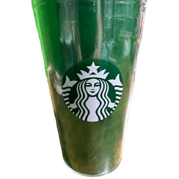 Starbucks 2021 Holographic Tumbler with Straw 16oz Green Yellow - Picture 2 of 6